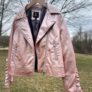 Art Class Pink Faux Leather Metallic Kids Jacket - Size 7/8 Medium